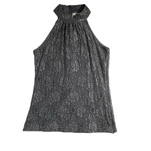 RICKI’S METALLIC SILVER FLORAL LACE SLEEVELESS BLOUSE/ Size Small